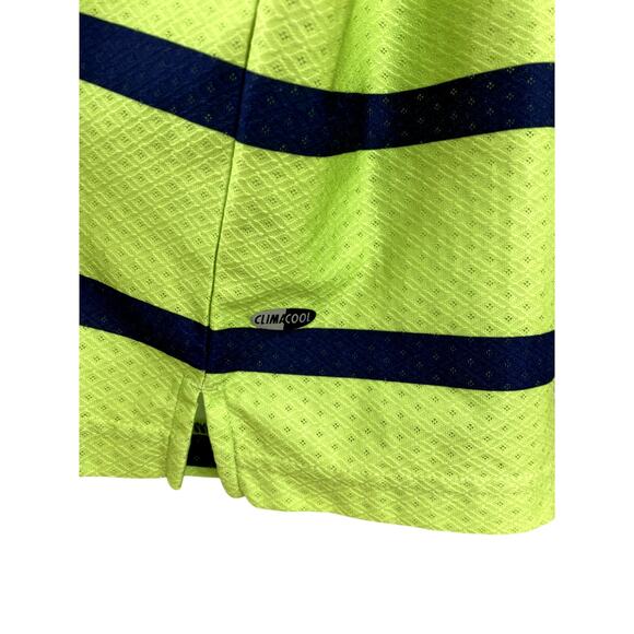 Adidas ClimaCool Lime Green Striped Mesh Short Sleeve Polo Golf Shirt Medium - Picture 4 of 8